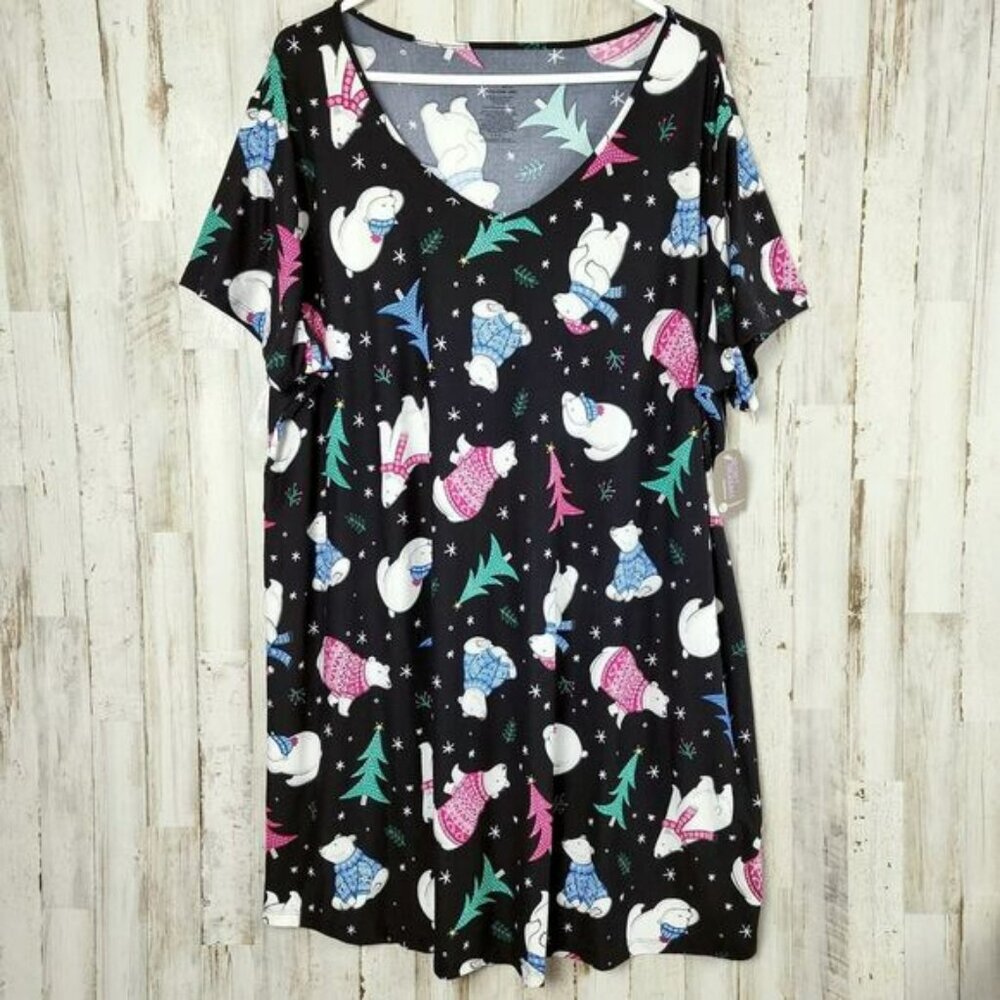 Secret Treasures Polar Bear Sleep Shirt Black Size 2X-3X